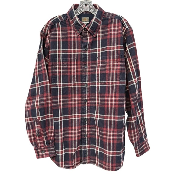 Ridgecut Men’s L Red Plaid Flannel Long Sleeve Cotton Shirt - Picture 1 of 5